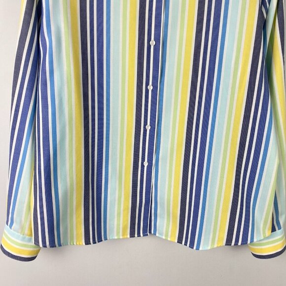 Foxcroft Wrinkle Free Fitted Button Shirt Size 18 Multicolor Stripe - Picture 3 of 10